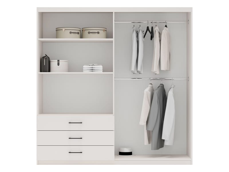 Pekin Garderob med Spegel och Förvaring 215 cm i Trä - Beige - Förvaring - Sko- & klädförvaring - Garderober & garderobssystem