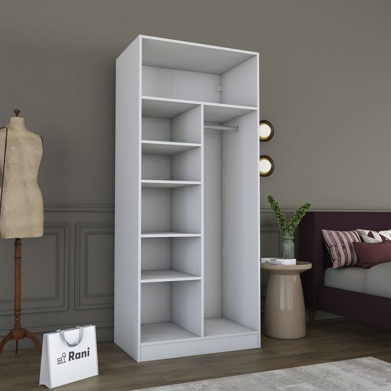Sarnor Garderob 90x210x57,5 cm - Vit - Förvaring - Skåp - Garderobsskåp
