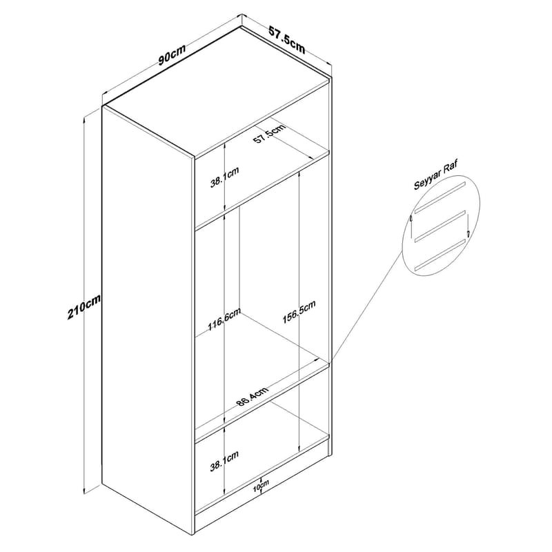 Sarnor Garderob 90x210x57,5 cm - Vit - Förvaring - Skåp - Garderobsskåp