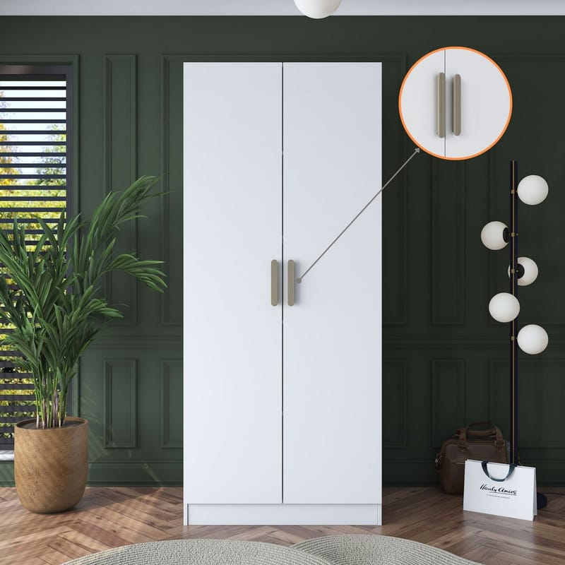 Sarnor Garderob 90x210x57,5 cm - Vit - Förvaring - Skåp - Garderobsskåp