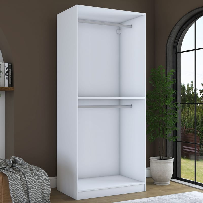Sarnor Garderob 90x210x57,5 cm - Vit - Förvaring - Skåp - Garderobsskåp