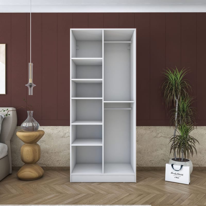 Sarnor Garderob 90x210x57,5 cm - Vit - Förvaring - Skåp - Garderobsskåp