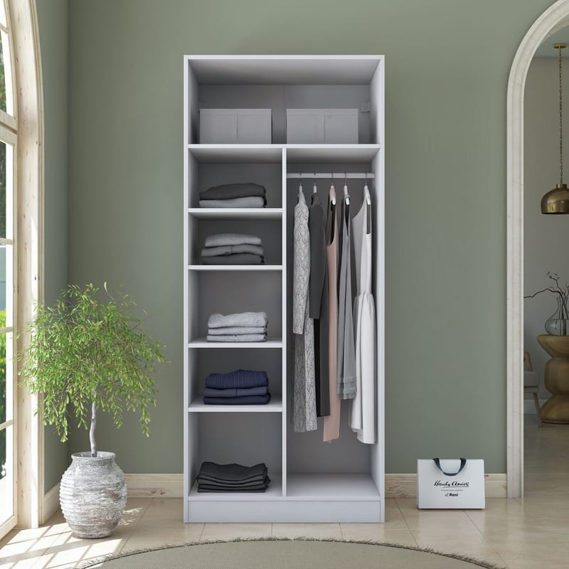 Sarnor Garderob 90x210x57,5 cm - Vit - Förvaring - Skåp - Garderobsskåp