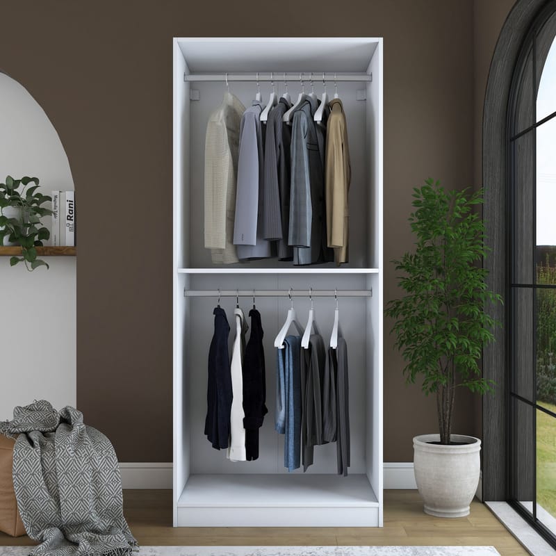 Sarnor Garderob 90x210x57,5 cm - Vit - Förvaring - Skåp - Garderobsskåp