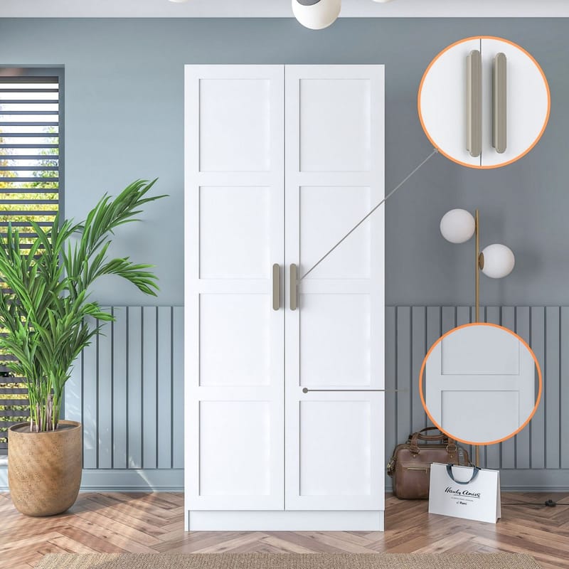 Sarnor Garderob 90x210x57,5 cm - Vit - Förvaring - Skåp - Garderobsskåp