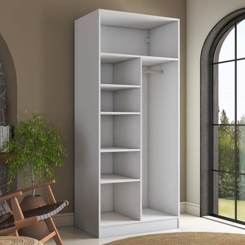 Sarnor Garderob 90x210x57,5 cm - Vit - Förvaring - Skåp - Garderobsskåp