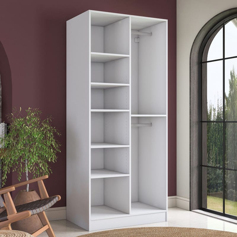 Sarnor Garderob 90x210x57,5 cm - Vit - Förvaring - Skåp - Garderobsskåp