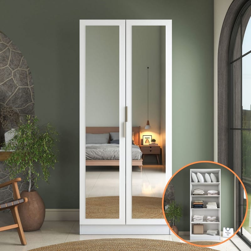 Sarnor Garderob 90x210x57,5 cm - Vit - Förvaring - Skåp - Garderobsskåp