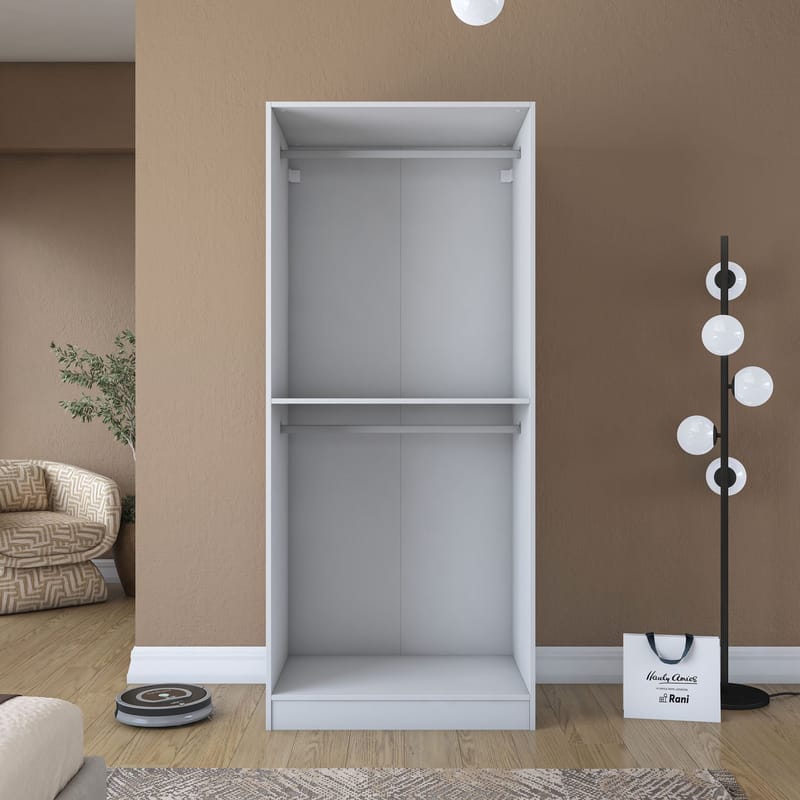 Sarnor Garderob 90x210x57,5 cm - Vit - Förvaring - Skåp - Garderobsskåp