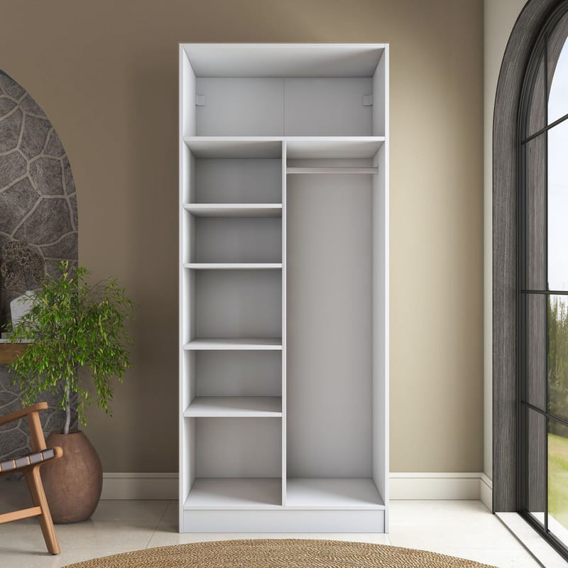 Sarnor Garderob 90x210x57,5 cm - Vit - Förvaring - Skåp - Garderobsskåp