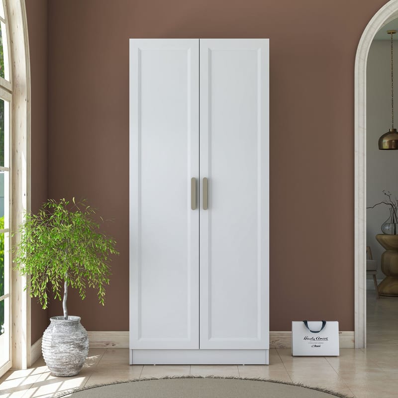 Sarnor Garderob 90x210x57,5 cm - Vit - Förvaring - Skåp - Garderobsskåp