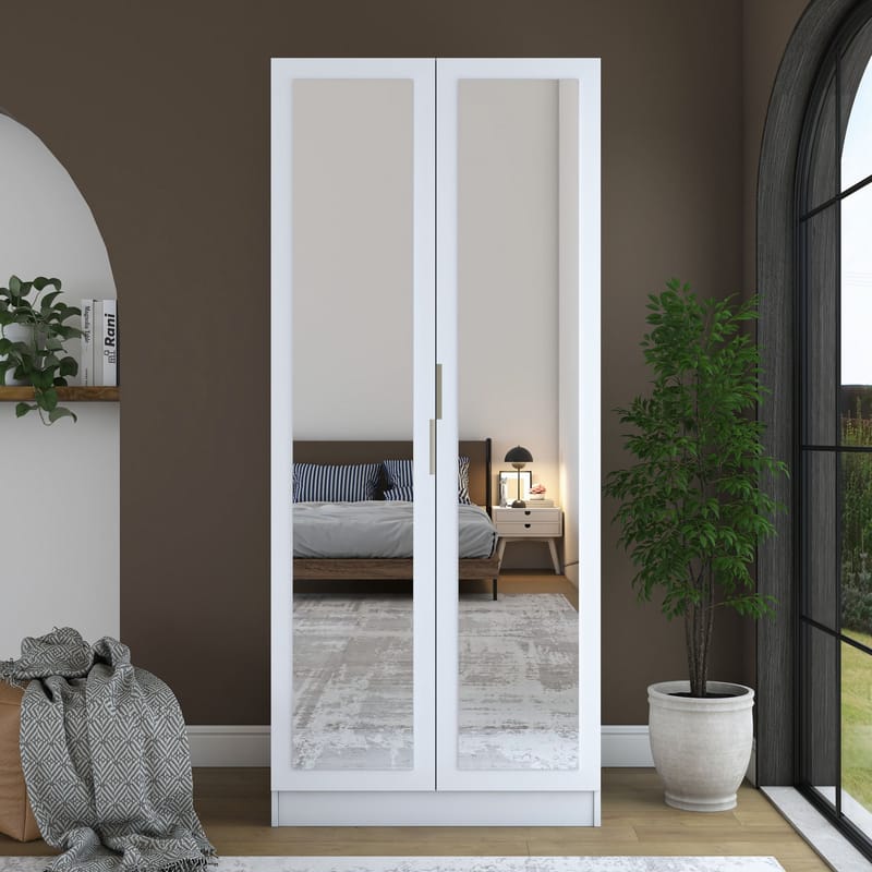Sarnor Garderob 90x210x57,5 cm - Vit - Förvaring - Skåp - Garderobsskåp