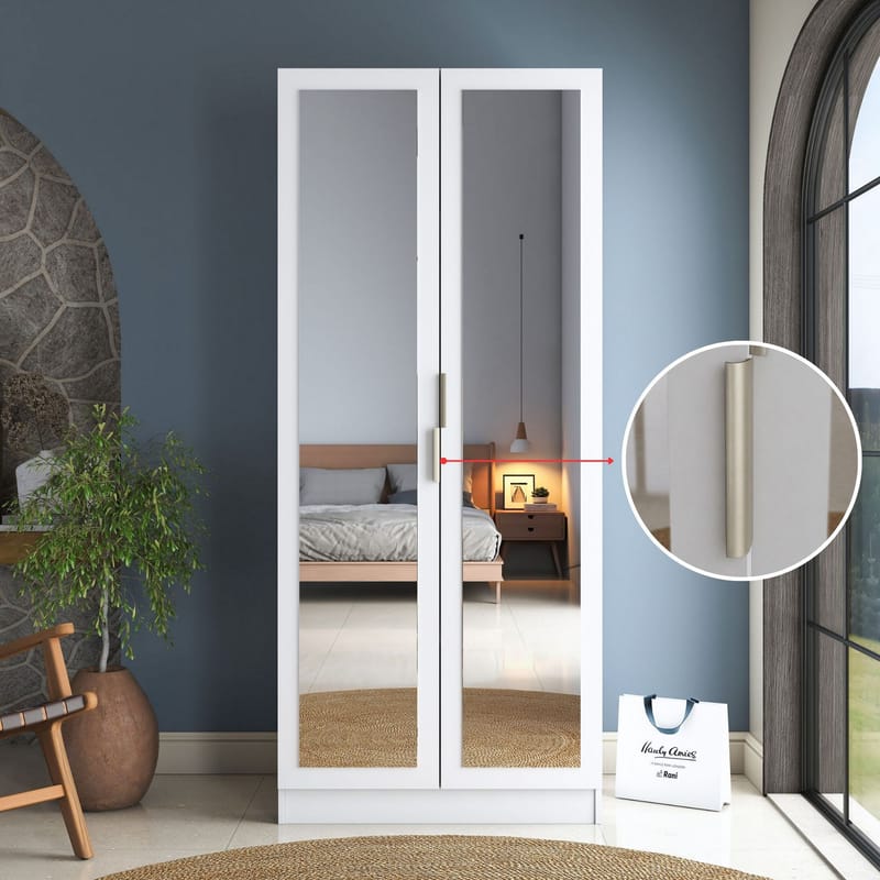 Sarnor Garderob 90x210x57,5 cm - Vit - Förvaring - Skåp - Garderobsskåp