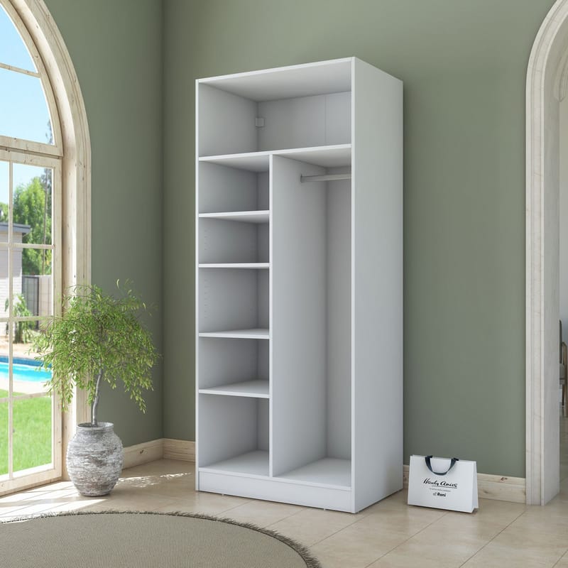 Sarnor Garderob 90x210x57,5 cm - Vit - Förvaring - Skåp - Garderobsskåp