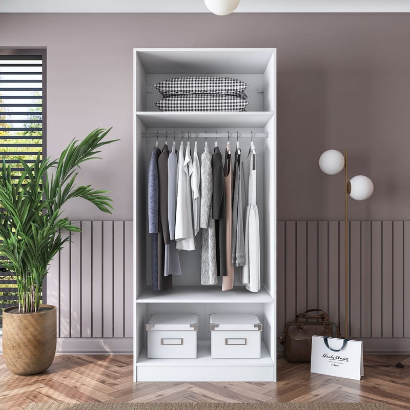 Sarnor Garderob 90x210x57,5 cm - Vit - Förvaring - Skåp - Garderobsskåp