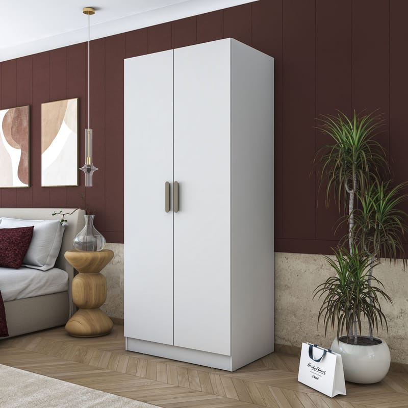 Sarnor Garderob 90x210x57,5 cm - Vit - Förvaring - Skåp - Garderobsskåp