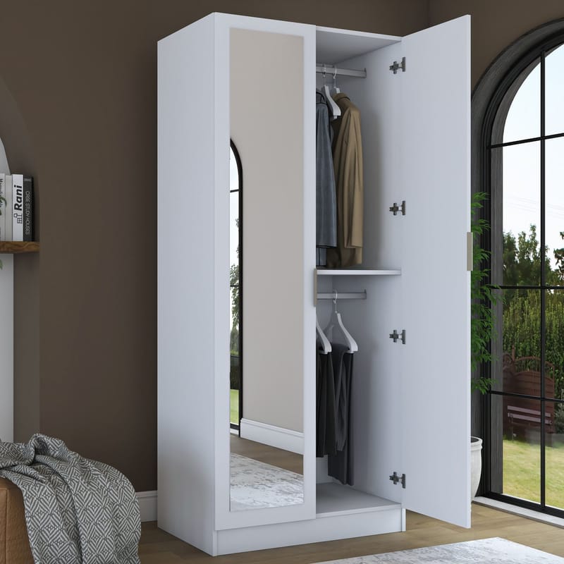 Sarnor Garderob 90x210x57,5 cm - Vit - Förvaring - Skåp - Garderobsskåp