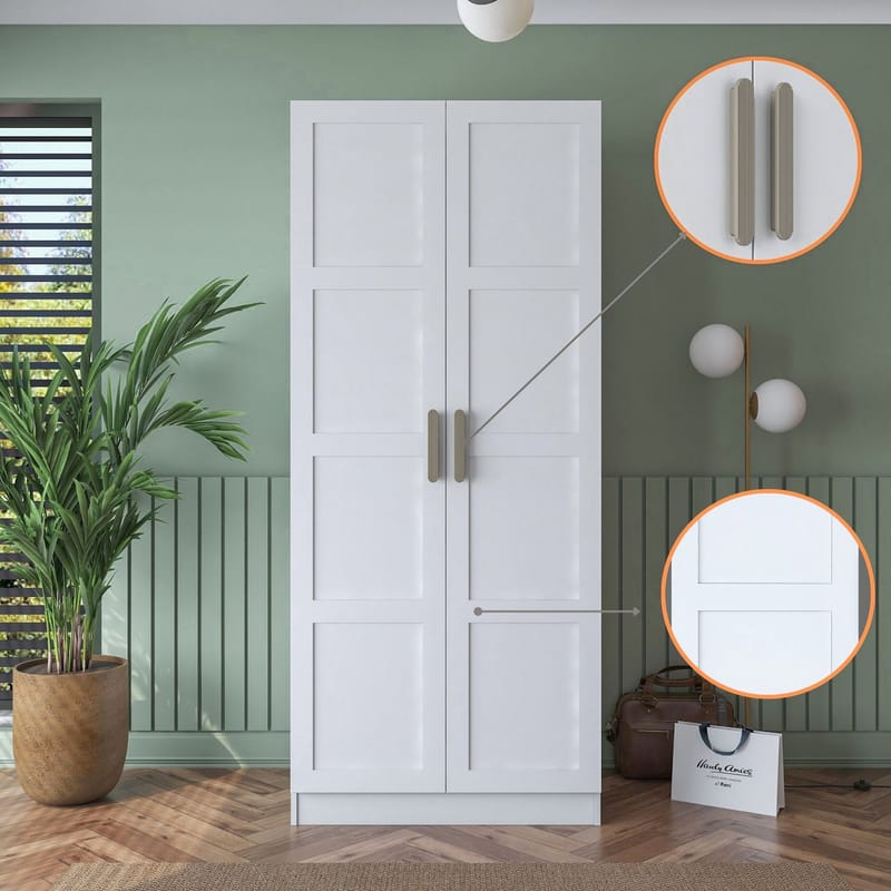 Sarnor Garderob 90x210x57,5 cm - Vit - Förvaring - Skåp - Garderobsskåp