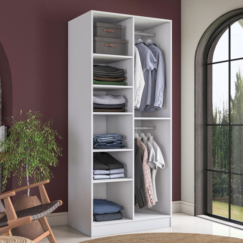 Sarnor Garderob 90x210x57,5 cm - Vit - Förvaring - Skåp - Garderobsskåp