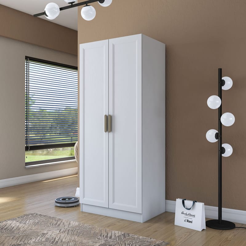 Sarnor Garderob 90x210x57,5 cm - Vit - Förvaring - Skåp - Garderobsskåp