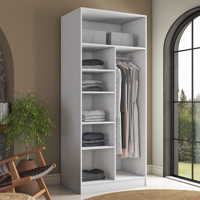 Sarnor Garderob 90x210x57,5 cm - Vit - Förvaring - Skåp - Garderobsskåp