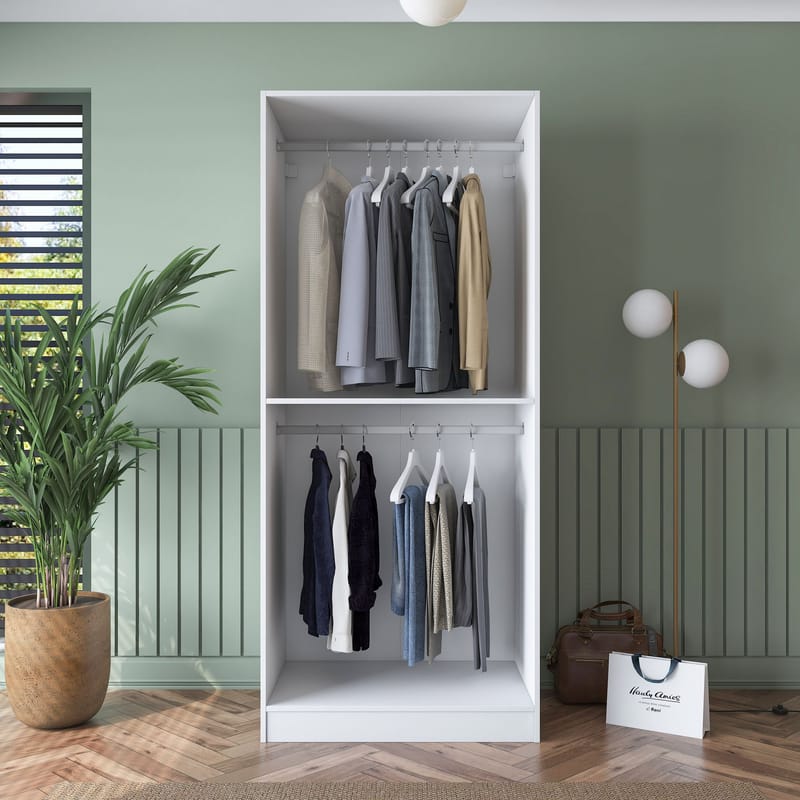 Sarnor Garderob 90x210x57,5 cm - Vit - Förvaring - Skåp - Garderobsskåp