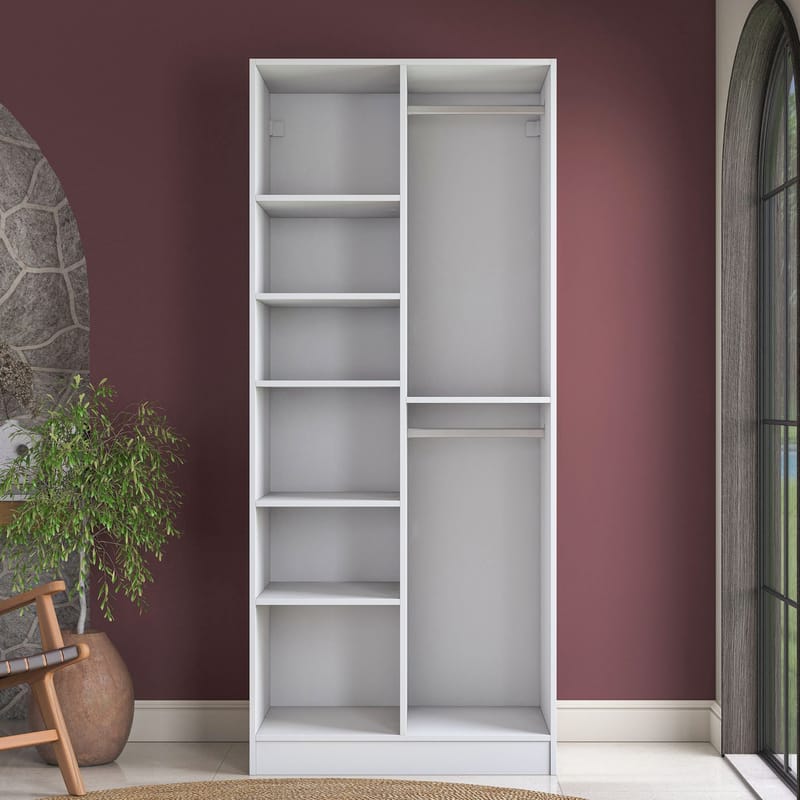 Sarnor Garderob 90x210x57,5 cm - Vit - Förvaring - Skåp - Garderobsskåp