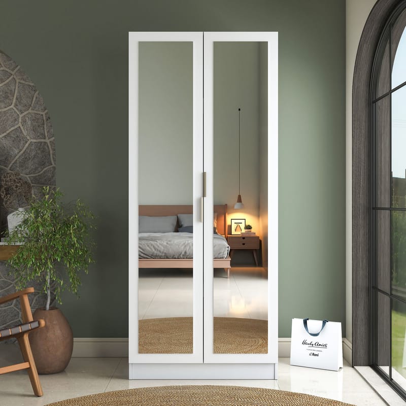 Sarnor Garderob 90x210x57,5 cm - Vit - Förvaring - Skåp - Garderobsskåp
