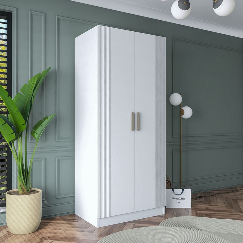 Sarnor Garderob 90x210x57,5 cm - Vit - Förvaring - Skåp - Garderobsskåp
