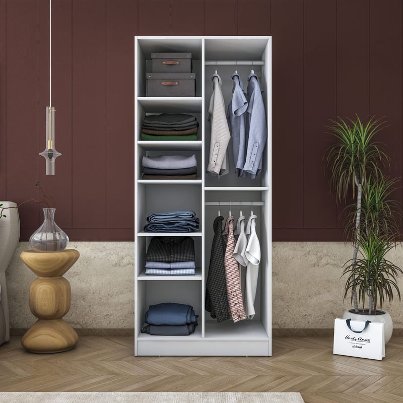 Sarnor Garderob 90x210x57,5 cm - Vit - Förvaring - Skåp - Garderobsskåp
