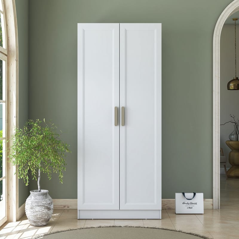 Sarnor Garderob 90x210x57,5 cm - Vit - Förvaring - Skåp - Garderobsskåp