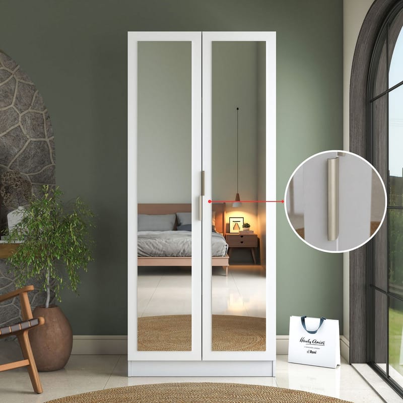 Sarnor Garderob 90x210x57,5 cm - Vit - Förvaring - Skåp - Garderobsskåp