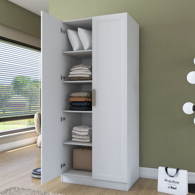 Sarnor Garderob 90x210x57,5 cm - Vit - Förvaring - Skåp - Garderobsskåp