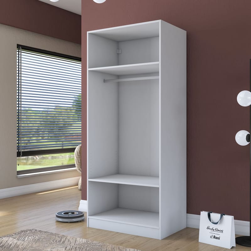 Sarnor Garderob 90x210x57,5 cm - Vit - Förvaring - Skåp - Garderobsskåp