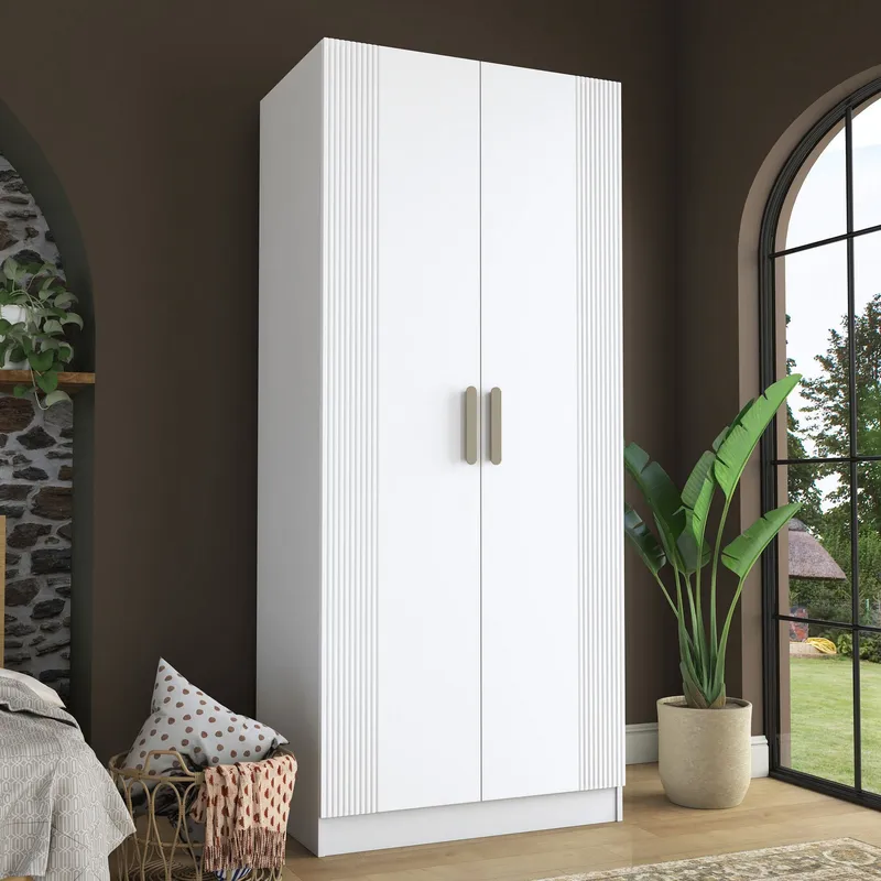Sarnor Garderob 90x210x57,5 cm - Vit - Förvaring - Skåp - Garderobsskåp