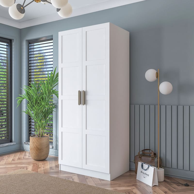 Sarnor Garderob 90x210x57,5 cm - Vit - Förvaring - Skåp - Garderobsskåp