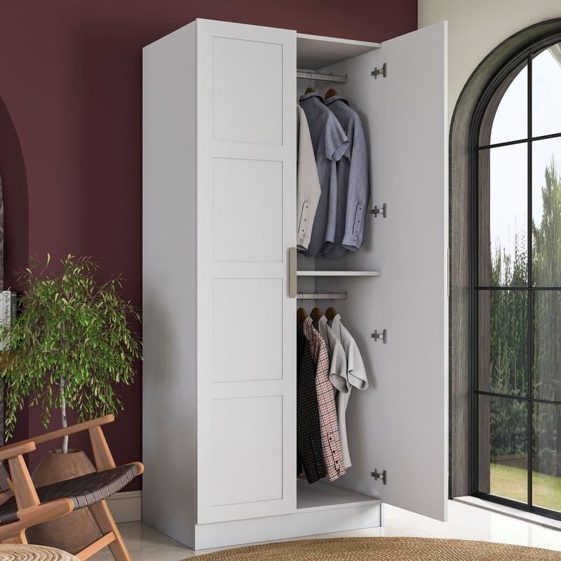 Sarnor Garderob 90x210x57,5 cm - Vit - Förvaring - Skåp - Garderobsskåp