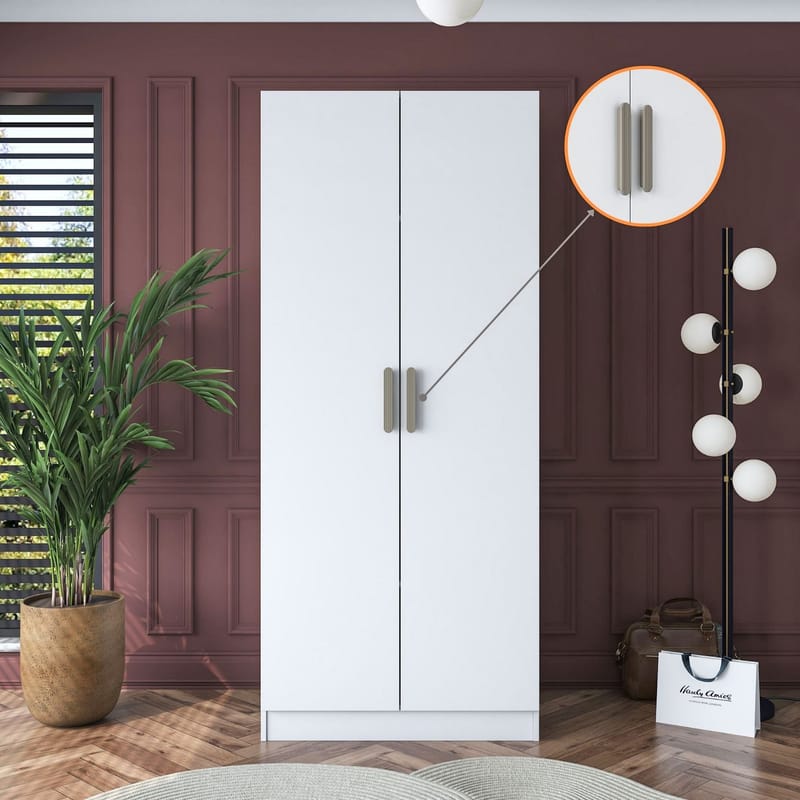 Sarnor Garderob 90x210x57,5 cm - Vit - Förvaring - Skåp - Garderobsskåp