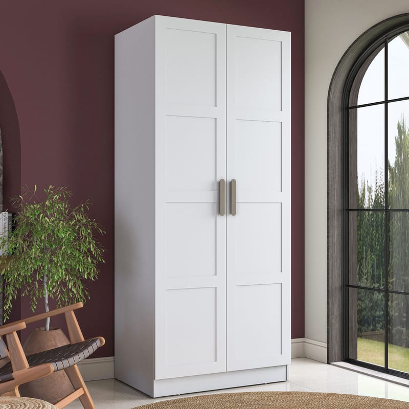 Sarnor Garderob 90x210x57,5 cm - Vit - Förvaring - Skåp - Garderobsskåp