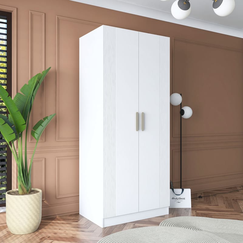 Sarnor Garderob 90x210x57,5 cm - Vit - Förvaring - Skåp - Garderobsskåp