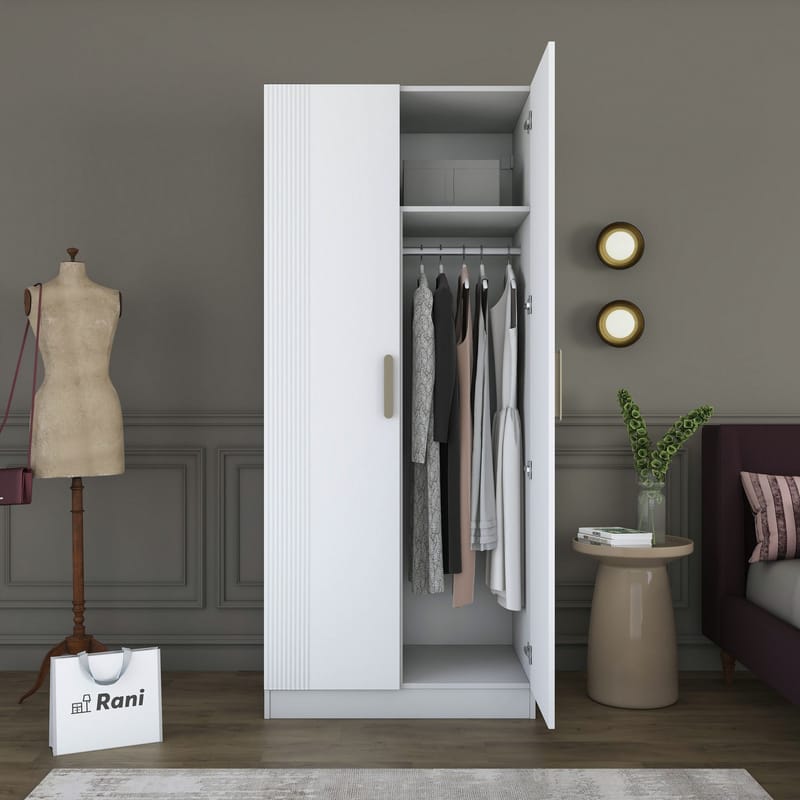 Sarnor Garderob 90x210x57,5 cm - Vit - Förvaring - Skåp - Garderobsskåp