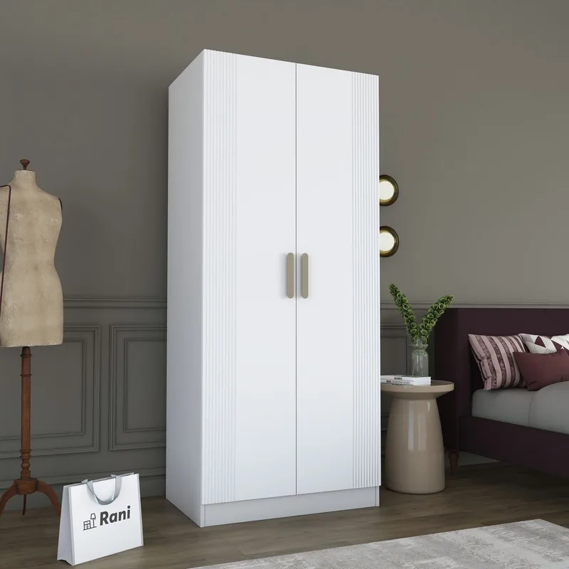 Sarnor Garderob 90x210x57,5 cm - Vit - Förvaring - Skåp - Garderobsskåp