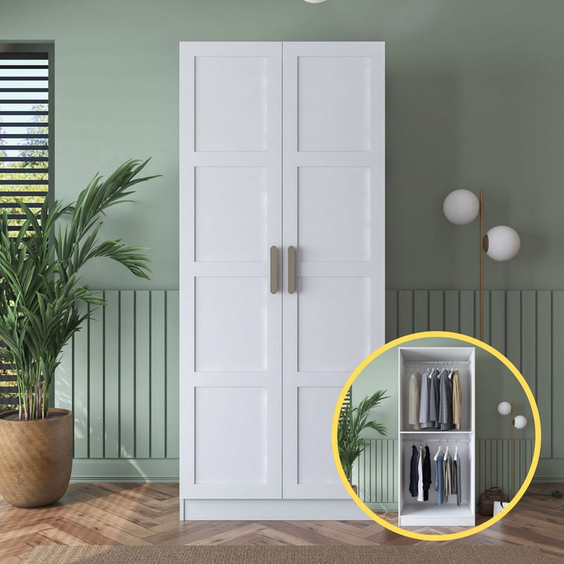 Sarnor Garderob 90x210x57,5 cm - Vit - Förvaring - Skåp - Garderobsskåp