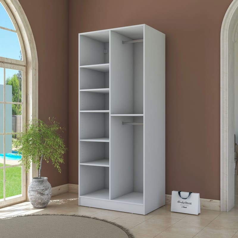 Sarnor Garderob 90x210x57,5 cm - Vit - Förvaring - Skåp - Garderobsskåp