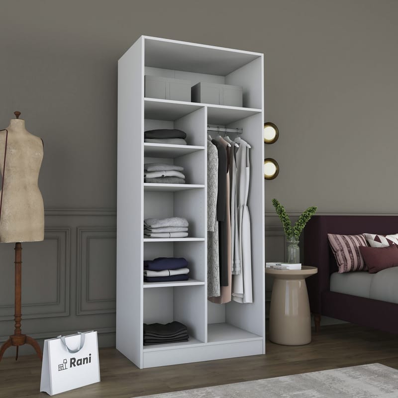 Sarnor Garderob 90x210x57,5 cm - Vit - Förvaring - Skåp - Garderobsskåp