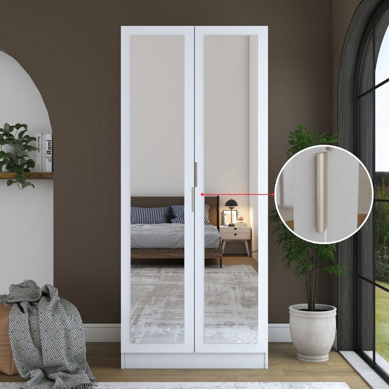 Sarnor Garderob 90x210x57,5 cm - Vit - Förvaring - Skåp - Garderobsskåp