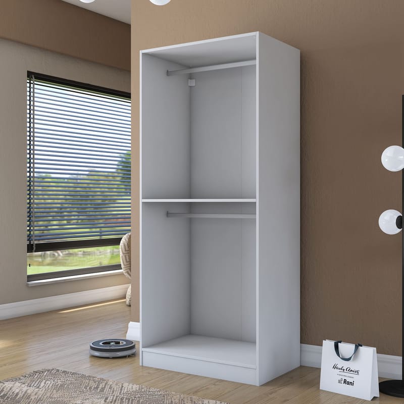 Sarnor Garderob 90x210x57,5 cm - Vit - Förvaring - Skåp - Garderobsskåp