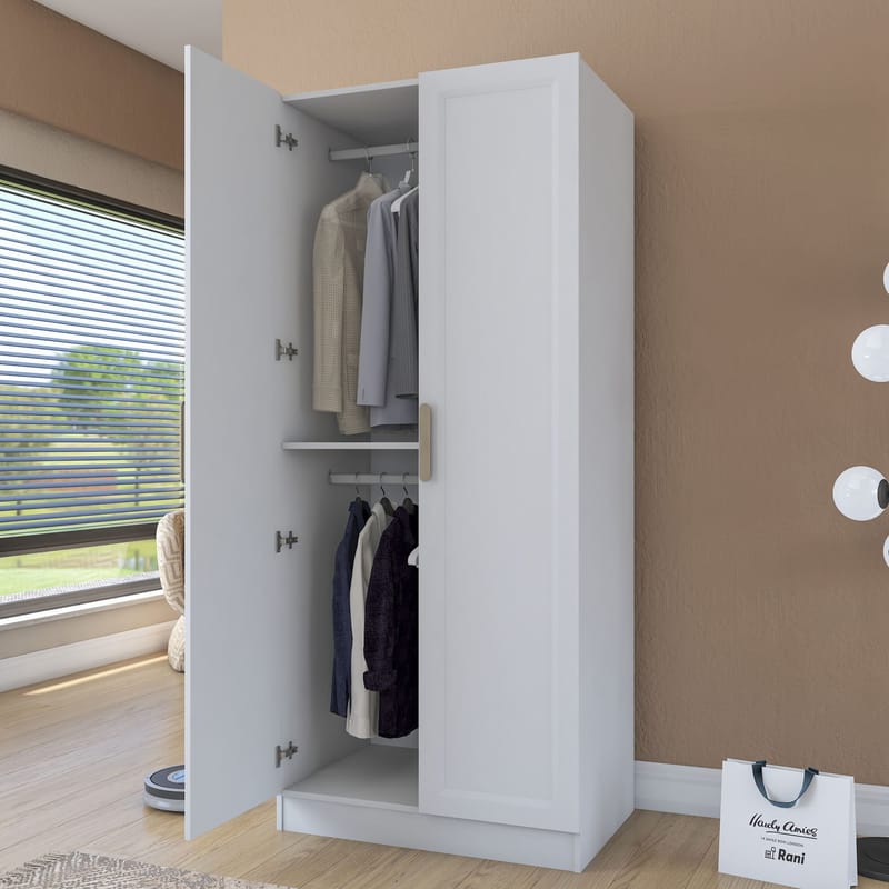 Sarnor Garderob 90x210x57,5 cm - Vit - Förvaring - Skåp - Garderobsskåp