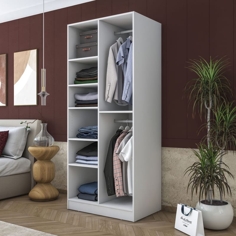 Sarnor Garderob 90x210x57,5 cm - Vit - Förvaring - Skåp - Garderobsskåp