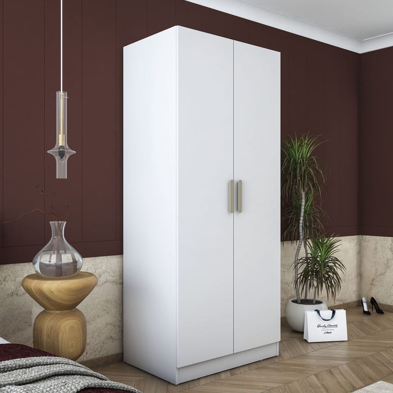 Sarnor Garderob 90x210x57,5 cm - Vit - Förvaring - Skåp - Garderobsskåp